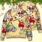 Christmas Santa Eating Pizza Fun Sweater For Winter Parties Seasonal Adventures And Relaxed Everyday Styling