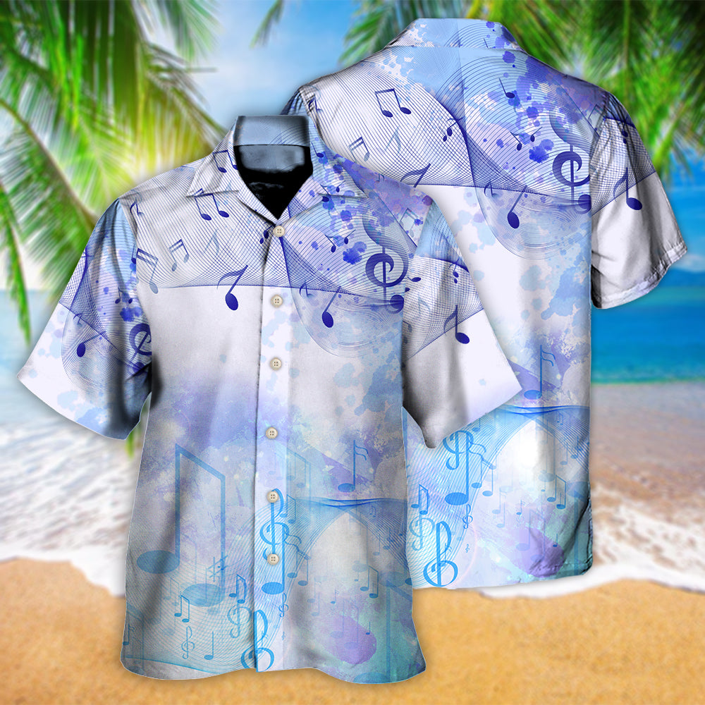 Watercolor Music Notes Hawaiian Shirt Design Detail For Beach Days And Holiday Travel