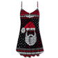 Christmas Santa Retro Nordic Pattern V-Neck Sleeveless Cami Dress For Festive Events And Casual Summer Styling