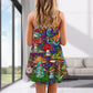 Hippie Mushroom Peace Lover V-Neck Sleeveless Cami Dress For Summer Getaways Parties And Expressive Hippie Style