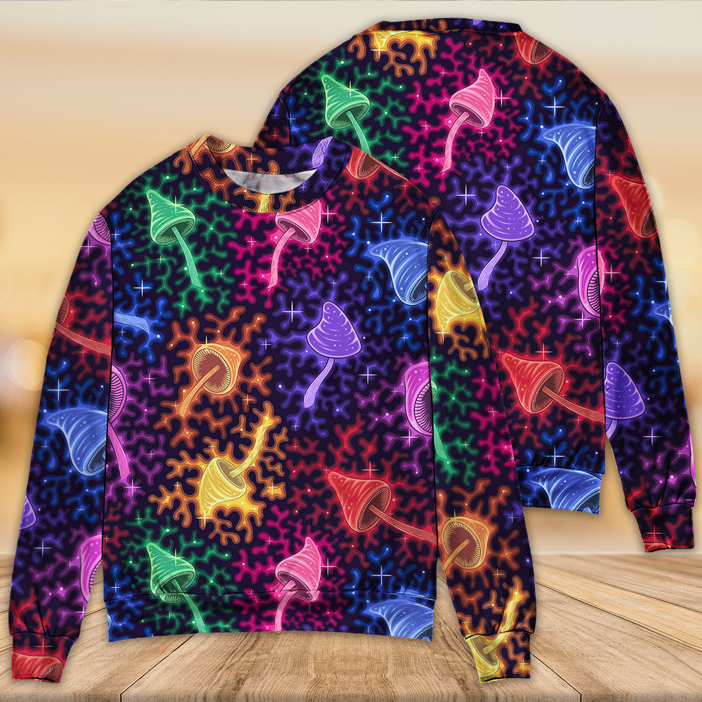 Galaxy Rainbow Mushroom Colorful Sweater For Creative Spirits Travel Parties And Comfortable Casual Wear