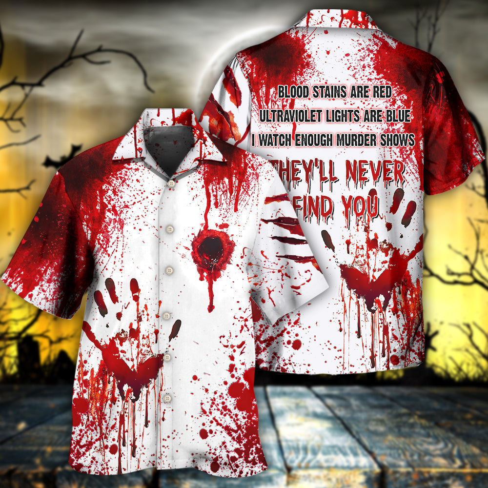 Dark Halloween Blood Warning Horror Hawaiian Shirt Design View For Casual Summer Styling