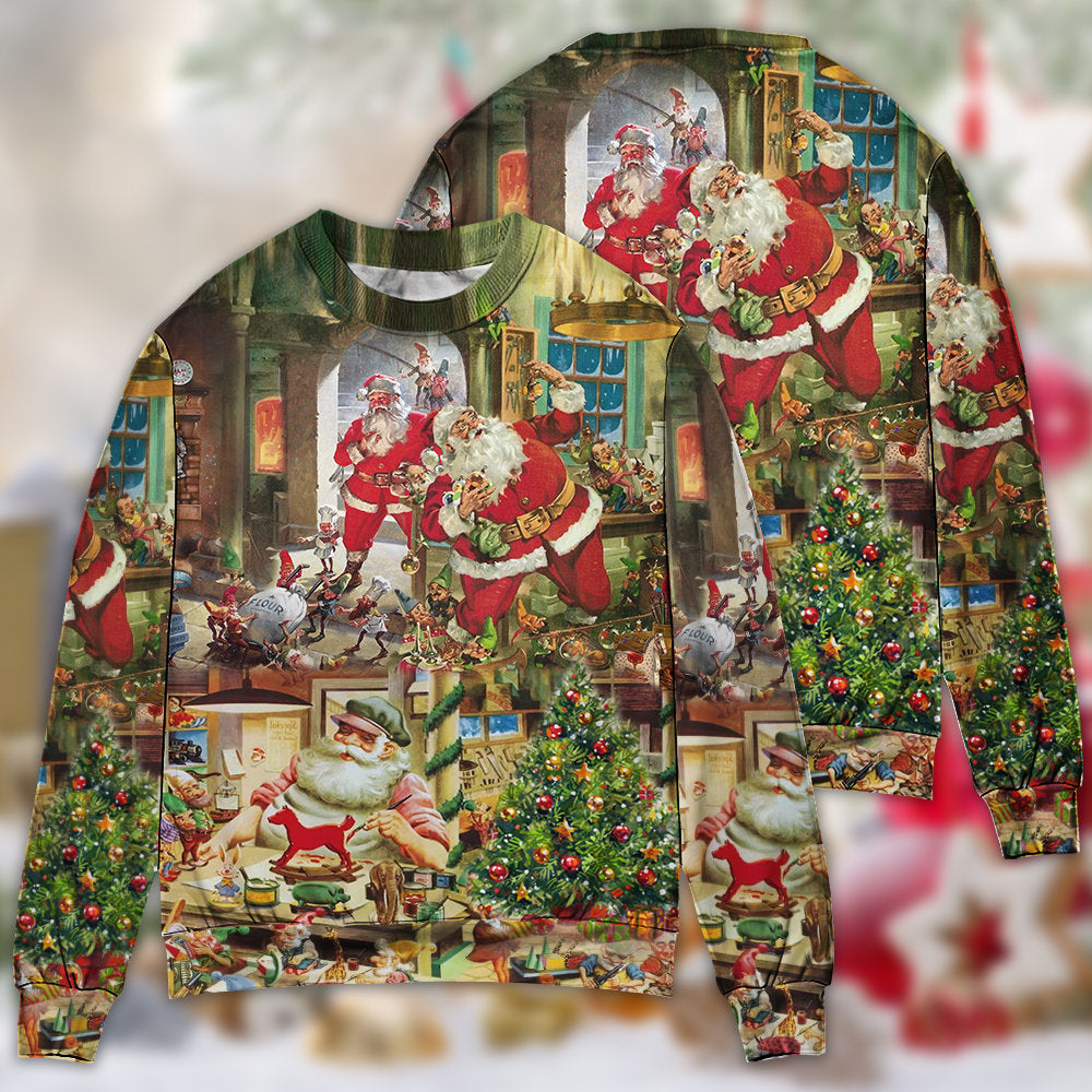 Christmas Santa Toy Workshop Sweater For Festive Events Weekend Outings And Comfortable Winter Style