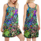 Hippie Funny Octopus Love Music V-Neck Sleeveless Cami Dress For Creative Events And Casual Warm Weather Wear