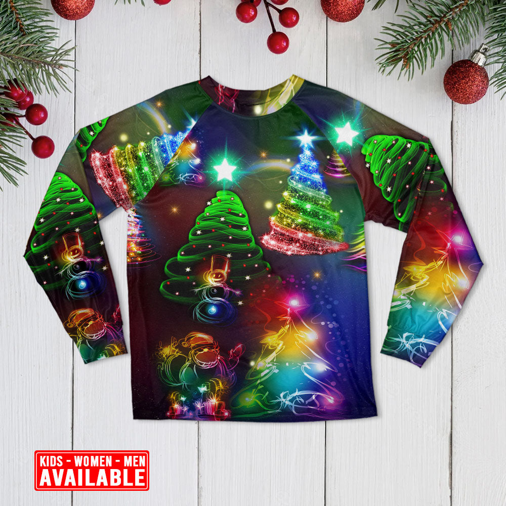 Christmas Tree Joyful Holiday Wishes Long Sleeve Pajamas Set For Christmas Mornings And Relaxed Lounging