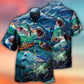 Shark Fishing Hawaiian Shirt Graphic Artwork Detail For Thoughtful Gifting