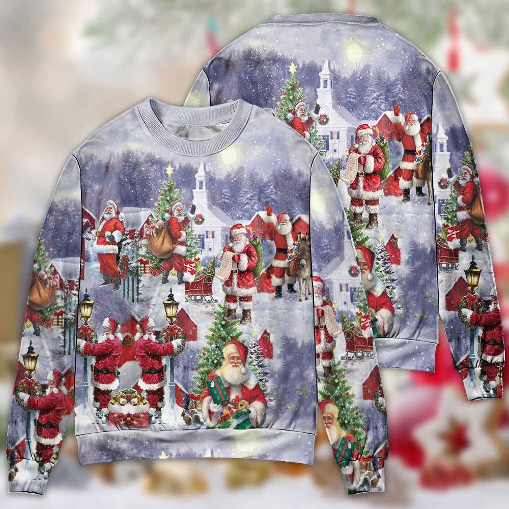 Christmas Merry Xmas Santa Is Coming Sweater For Family Gatherings Winter Travel And Everyday Seasonal Comfort