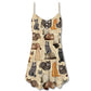 Cat Makes Me Happy Quote V-Neck Sleeveless Cami Dress For Festivals Travel And Relaxed Casual Summer Wear