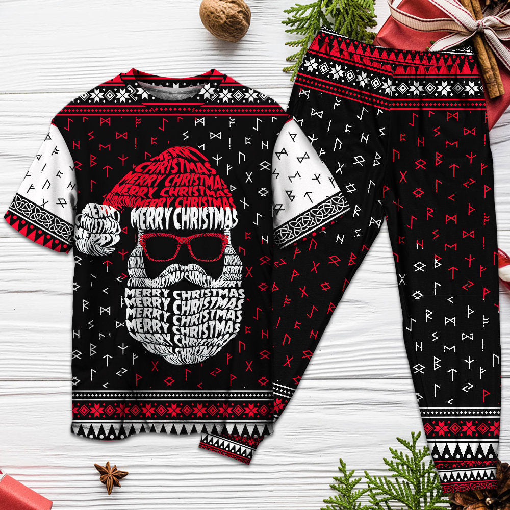 Retro Nordic Santa Christmas Short Sleeve Pajamas Set For Christmas Mornings And Relaxed Lounging