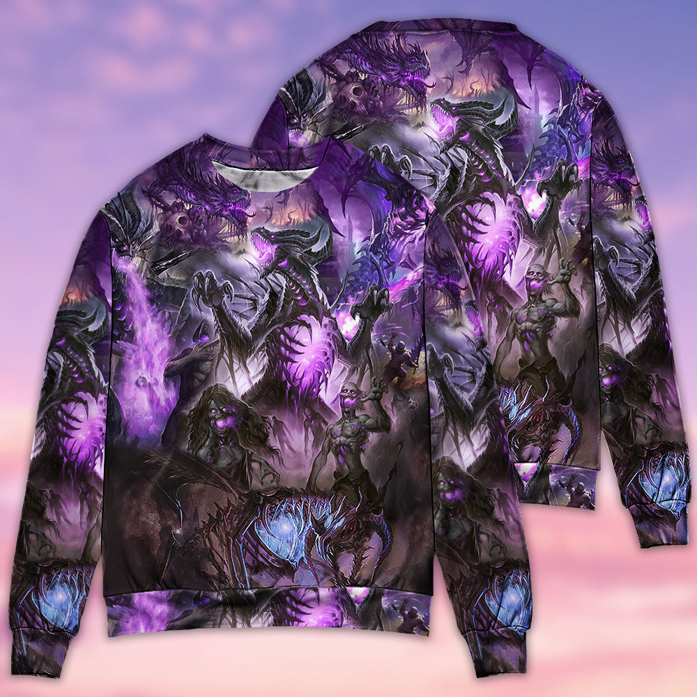 Skull Dragon Purple Sweater For Alternative Fashion Events And Thoughtful Seasonal Gifts