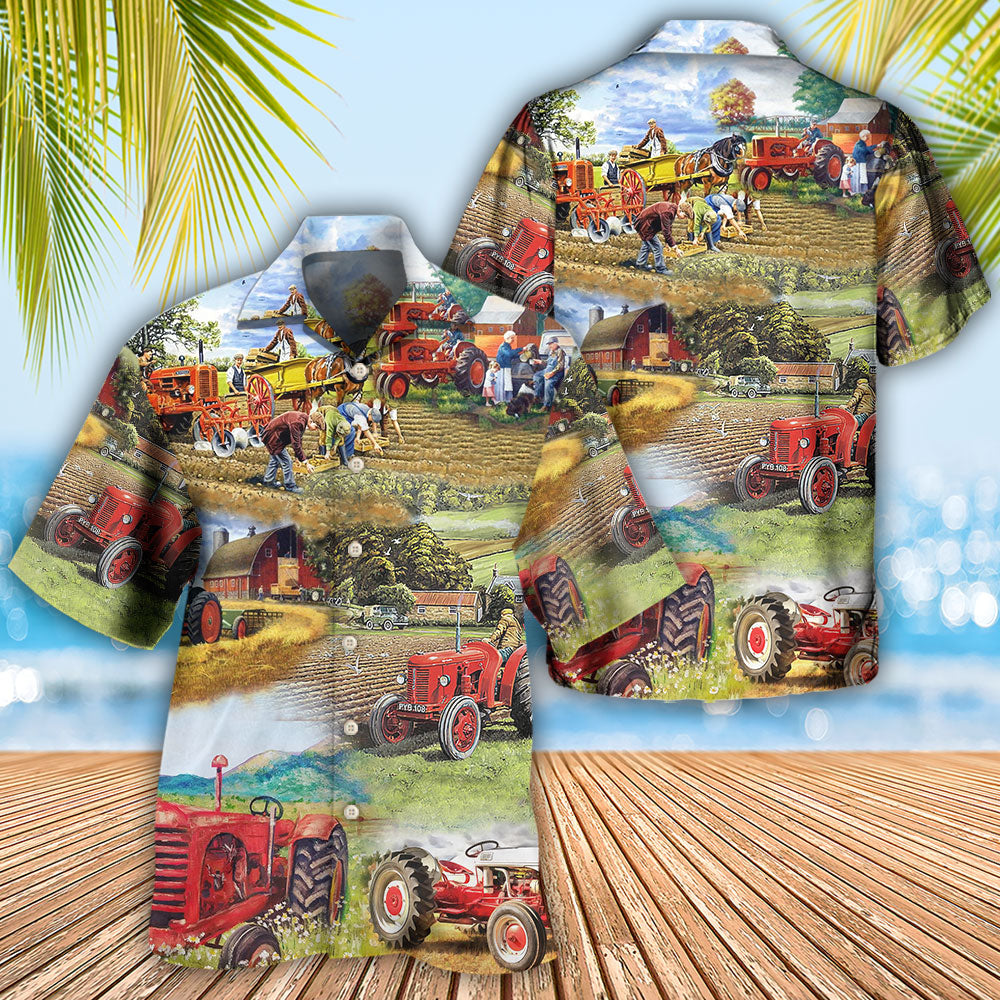 Farm Tractor Hawaiian Shirt Artwork View For Resort Wear