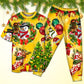Happy Snowman Christmas Tree Lights Short Sleeve Pajamas Set For Festive Sleepovers And Family Photos