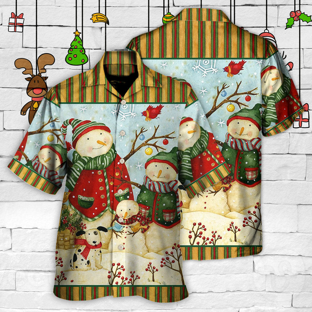 Happy Snowman Christmas Cutie Hawaiian Shirt For Resort Getaways And Comfortable Summer Activities