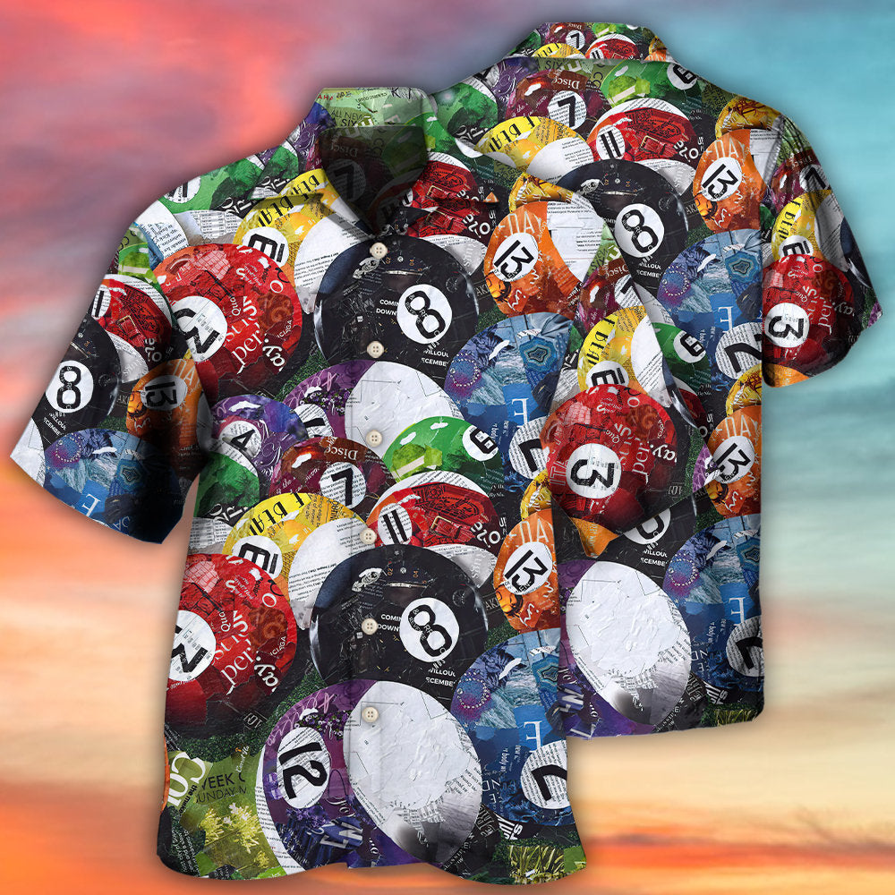 Billiard Pool Adventure Graphic Hawaiian Shirt Button Front Artwork For Warm Weather Events