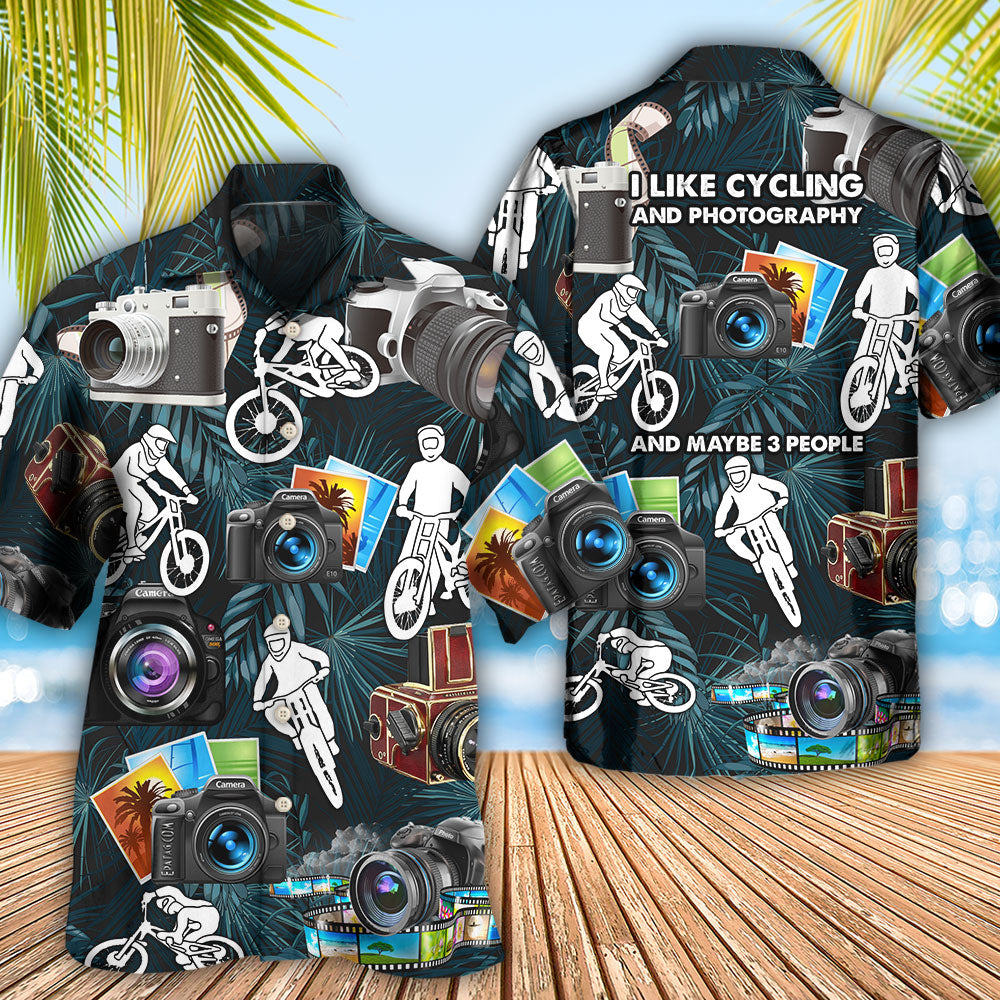 Camera Cycling Hawaiian Shirt Artwork View For Weekend Travel And Beach Style