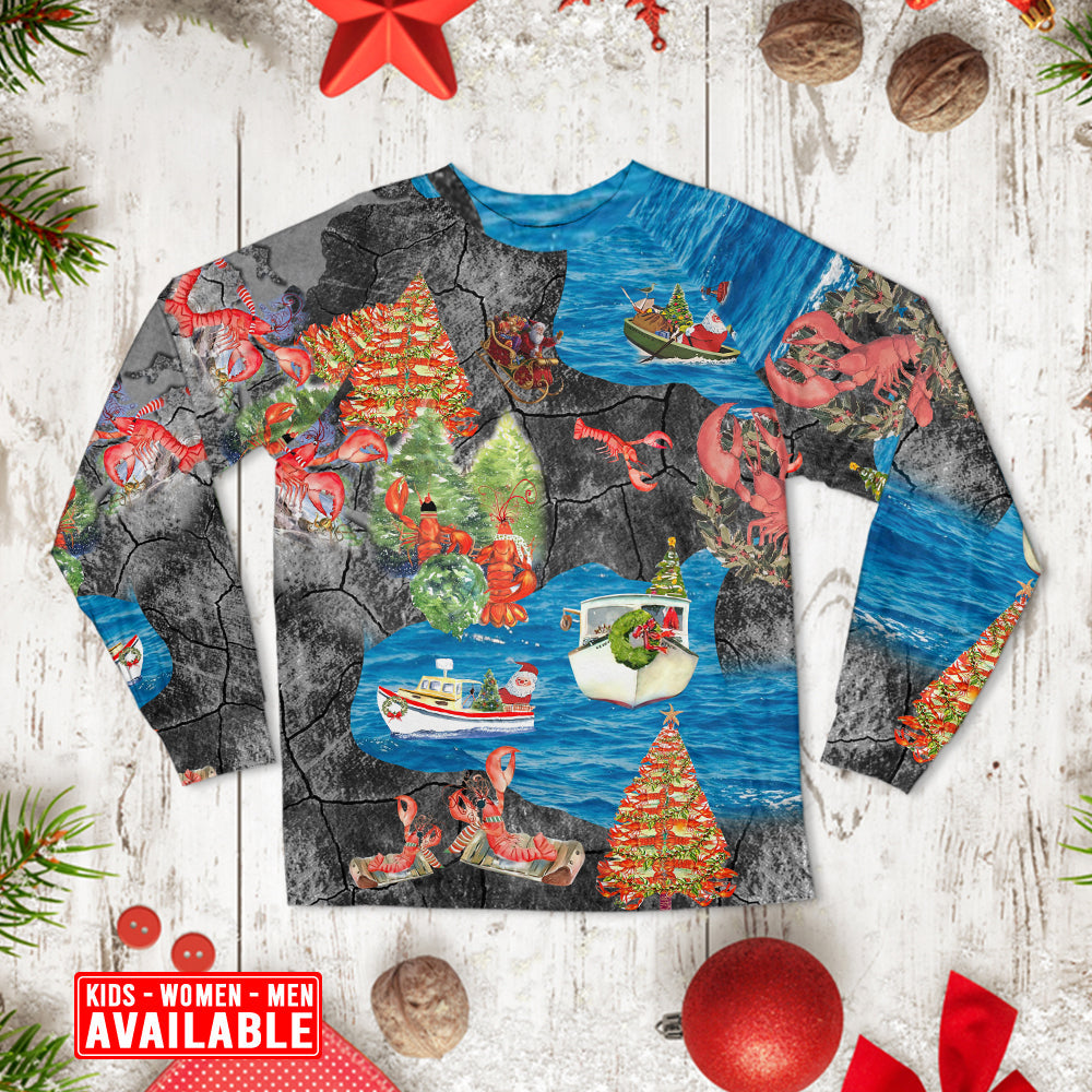 Lobster Couple Christmas Holiday Long Sleeve Pajamas Set For Festive Sleepovers And Family Photos