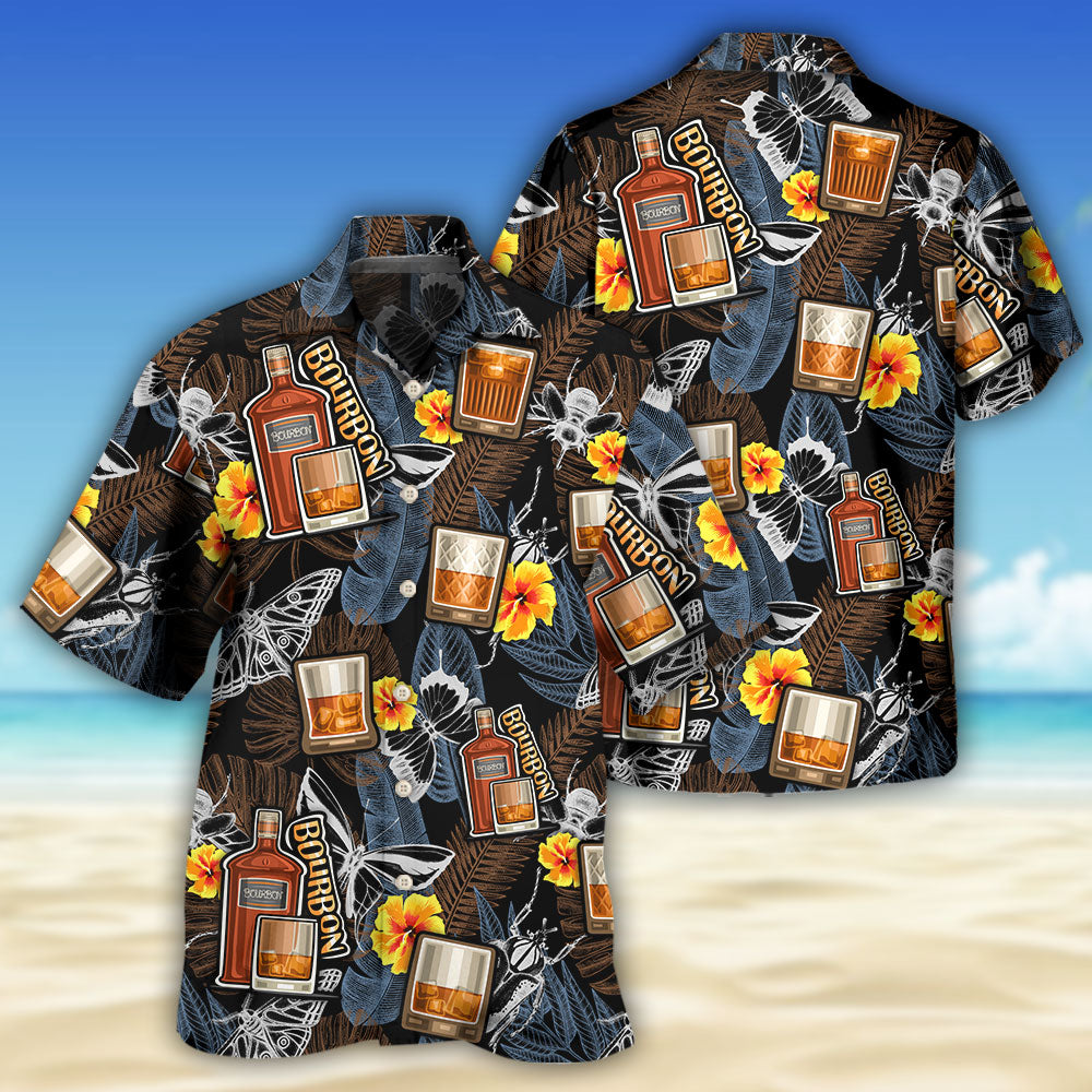 Tropical Wine Bourbon Butterflies Hawaiian Shirt All Over Print Detail For Summer Travel