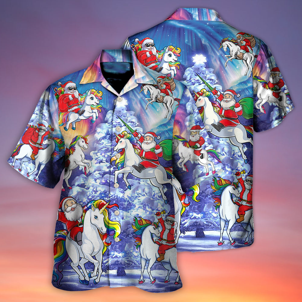 Christmas Riding Unicorn Snow Mountain Hawaiian Shirt For Coastal Adventures And Warm Weather Wear