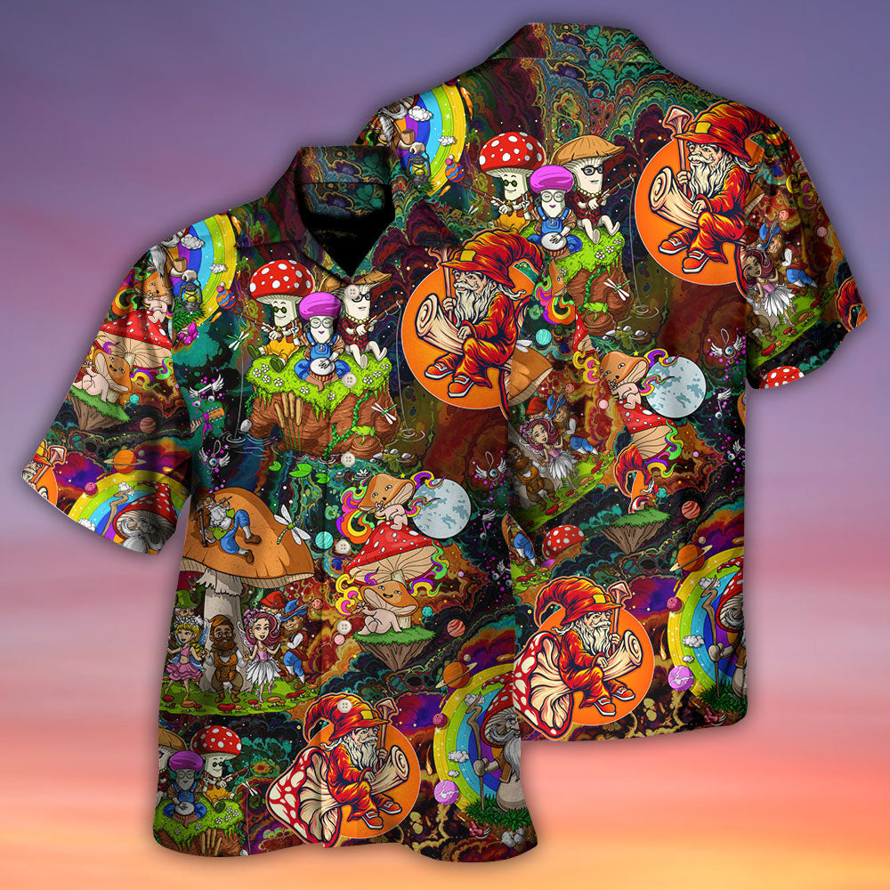 Bohemian Colorful Mushroom Trippy Hawaiian Shirt Artwork View For Coastal Escapes And Resort Style