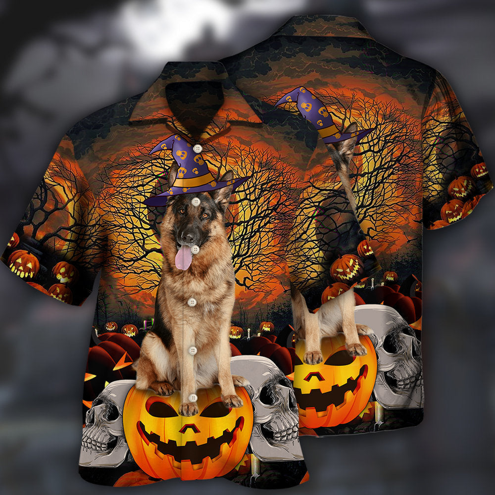 Halloween Dog Hawaiian Shirt Summer Design Detail For Tropical Vacations