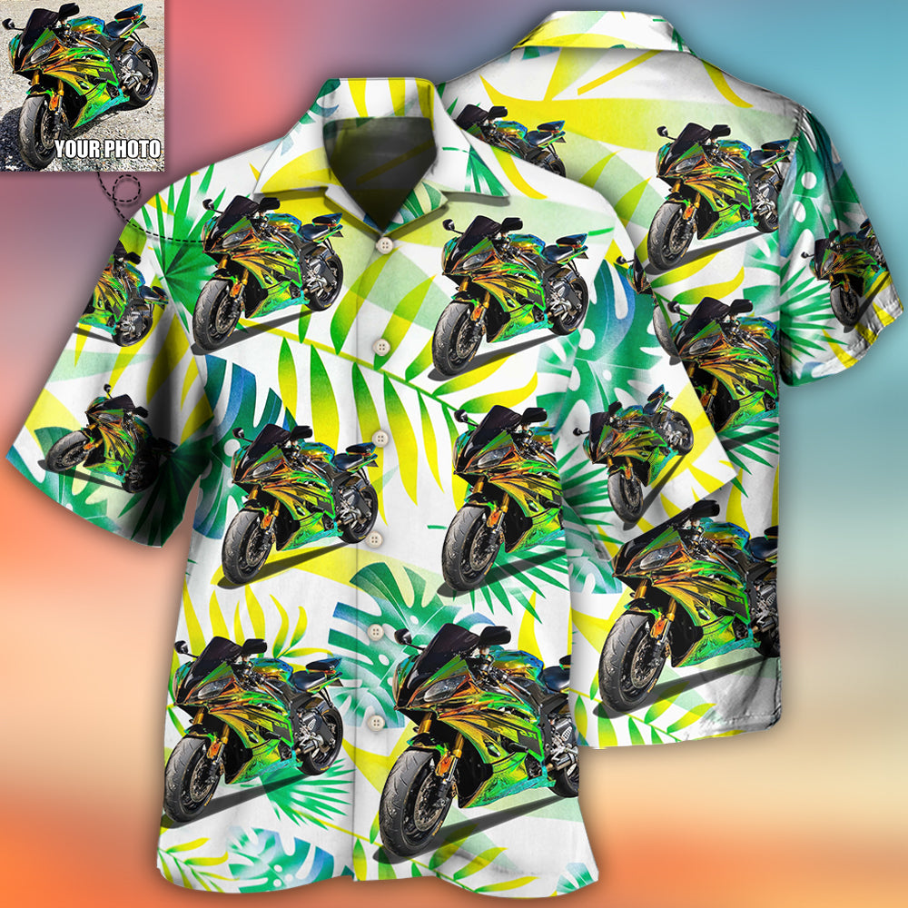 Motorcycle Personalized Photo Hawaiian Shirt Print Closeup For Thoughtful Gifting