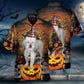Happy Cute Dog Halloween Pumpkin Hawaiian Shirt Artwork View For Weekend Travel And Beach Style