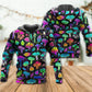 Neon Mushroom Leaf Hoodie For Boho Enthusiasts Seasonal Trips And Thoughtful Gifts