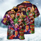 Funny Neon Christmas Tree Elf Gingerbread Light Hawaiian Shirt Artwork View For Coastal Escapes And Resort Style