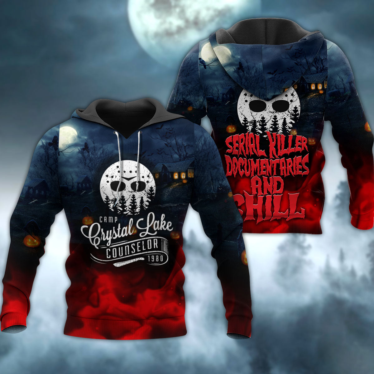 Halloween Horror Movie Night Hoodie For Halloween Style Outdoor Activities And Relaxed Outfits
