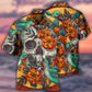 Floral Skull Hummingbird Hawaiian Shirt Design Detail For Beach Days And Holiday Travel