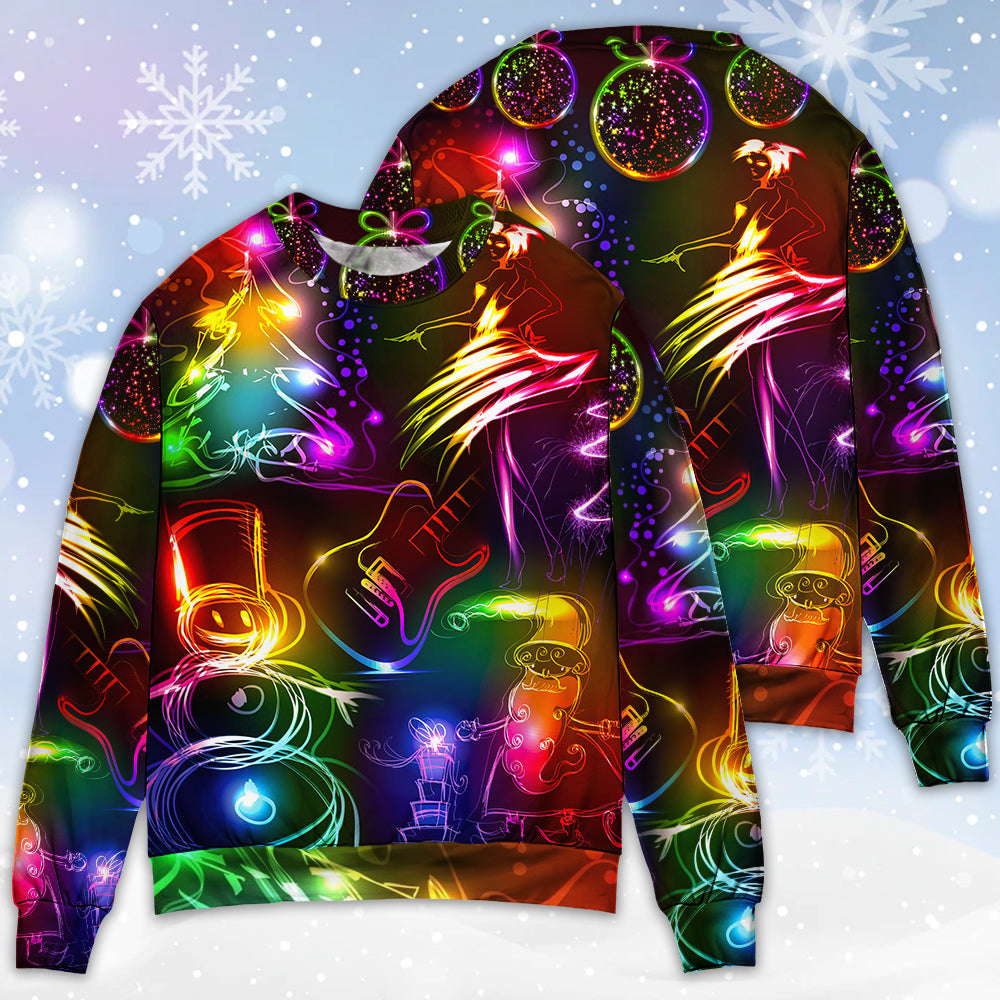 Christmas Dancing Santa Tree Snowman Neon Sweater For Family Gatherings Winter Travel And Everyday Seasonal Comfort