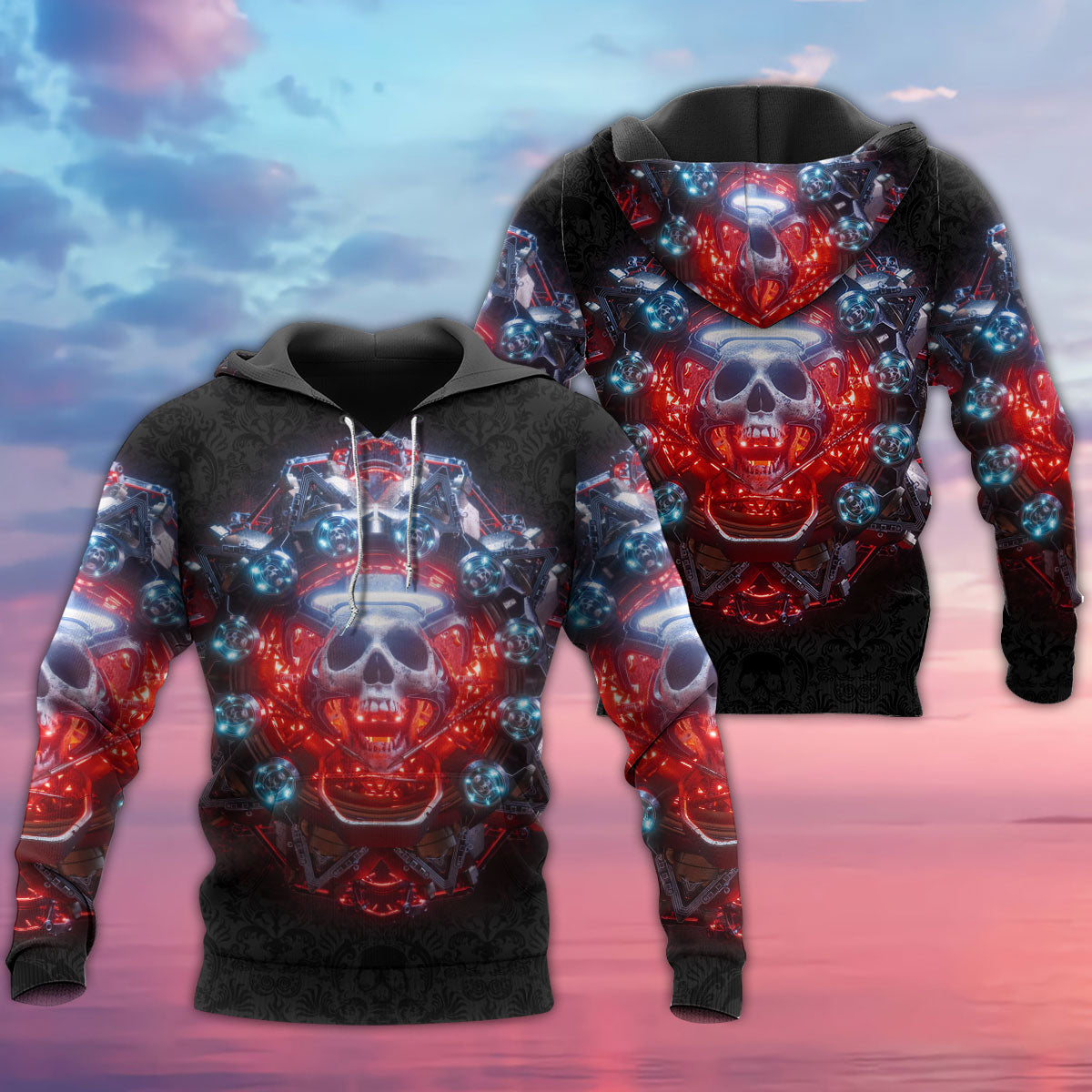 Skull Electric Dream Hoodie For Gothic Streetwear Night Events And Bold Everyday Style