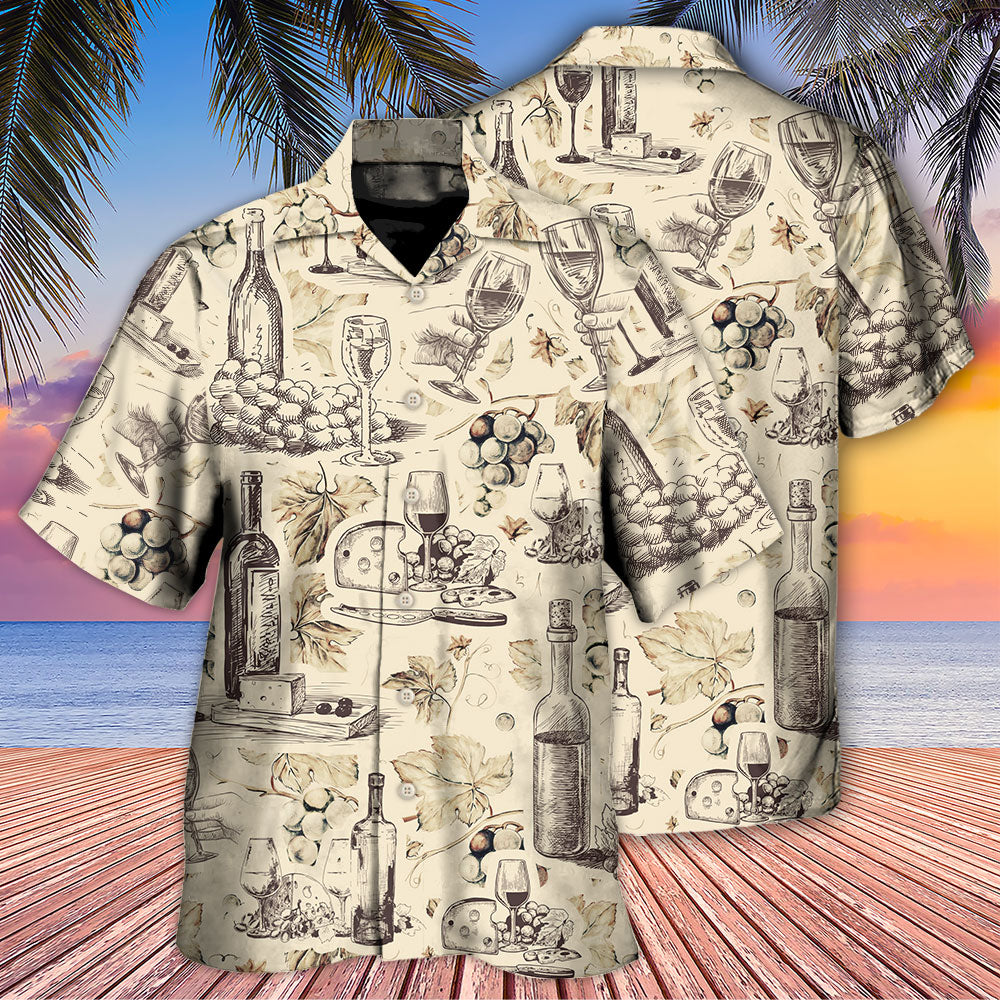 Retro Wine Grapes Vineyard Hawaiian Shirt Pattern View For Relaxed Warm Weather Outfits