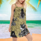 Cat Warrior Strong Vintage V-Neck Sleeveless Cami Dress For Festivals And Relaxed Daily Fashion
