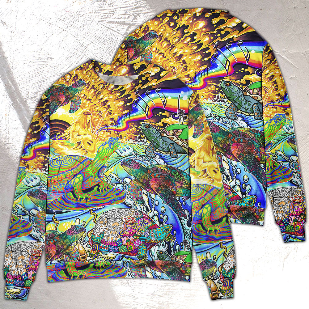 Hippie Turtle Colorful Peace Sweater For Psychedelic Art Fans Outdoor Events And Distinctive Gifts