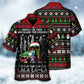 Black Funny Cat Wreck Tree Light Ugly Hawaiian Shirt Artwork Detail For Tropical Trips And Casual Outings