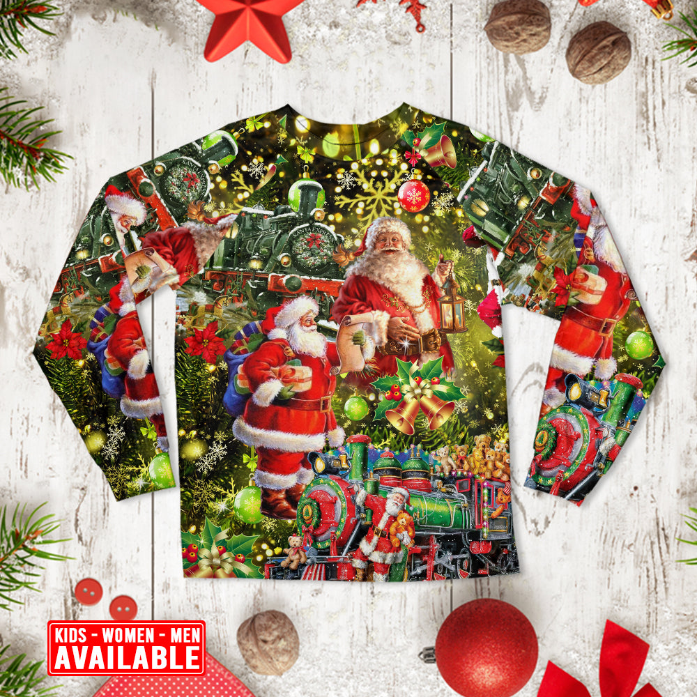Santa Christmas Gift Delivery Long Sleeve Pajamas Set For Holiday Bedtime And Cozy Home Wear