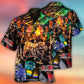 Colorful Drum Music Hawaiian Shirt Artwork Detail For Resort Trips And Outdoor Activities