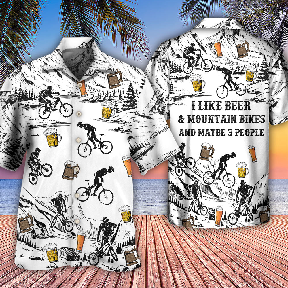 Beer Mountain Bikes Hawaiian Shirt Pattern View For Relaxed Warm Weather Outfits
