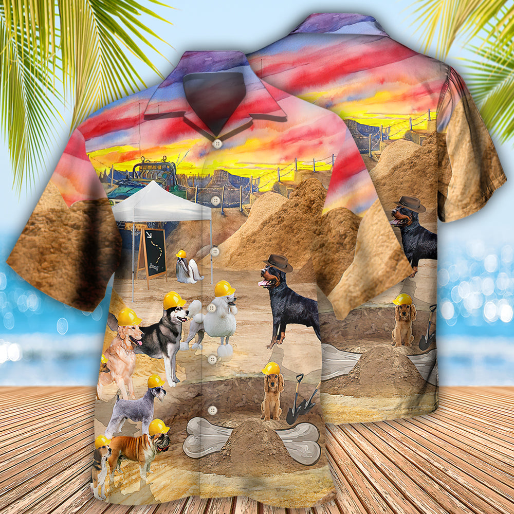 Dog Archeologist Digging Bones Hawaiian Shirt Design View For Resort Travel And Thoughtful Gifting