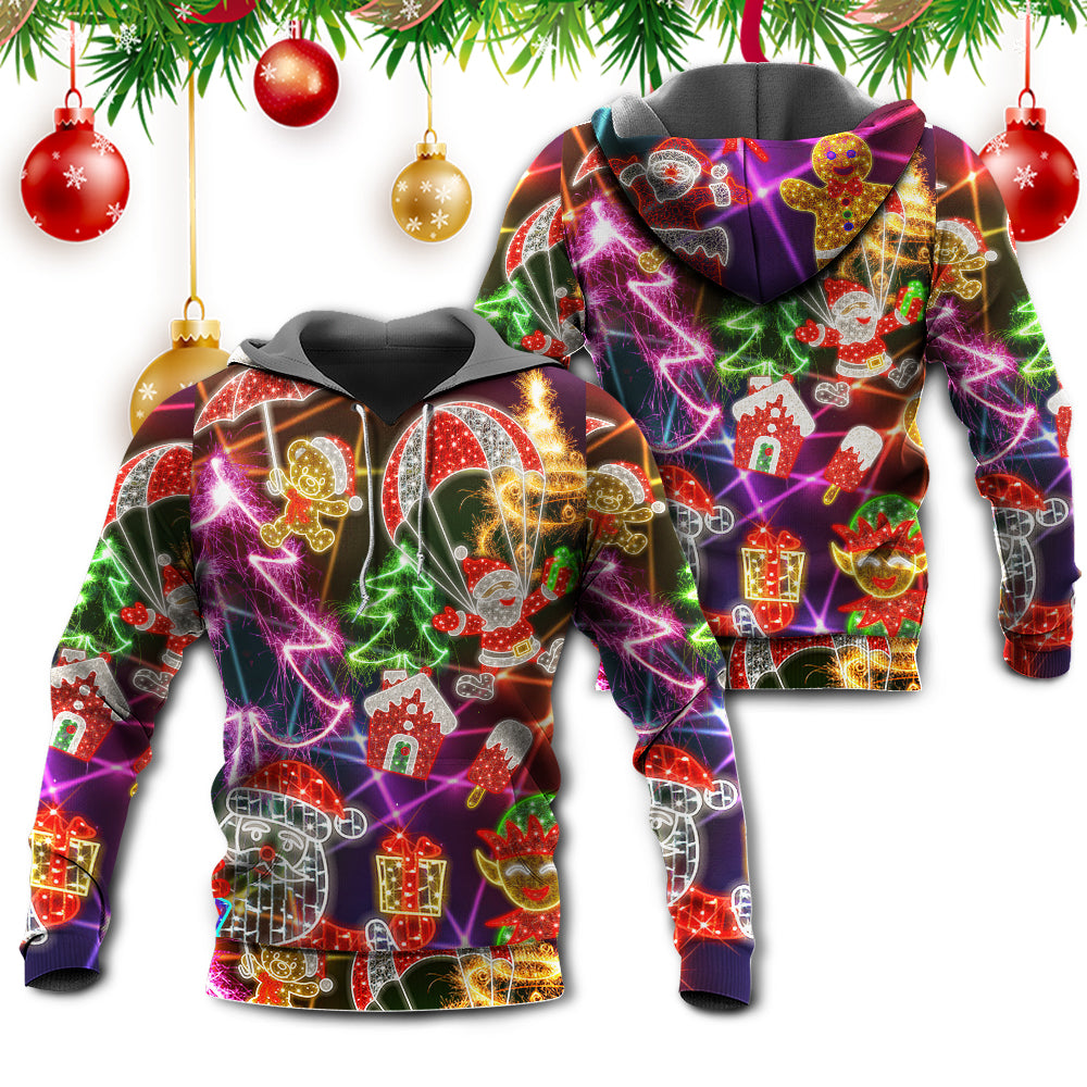 Funny Neon Christmas Holiday Tree Gingerbread Light Hoodie For Holiday Parties Weekend Outings And Cheerful Gift Giving
