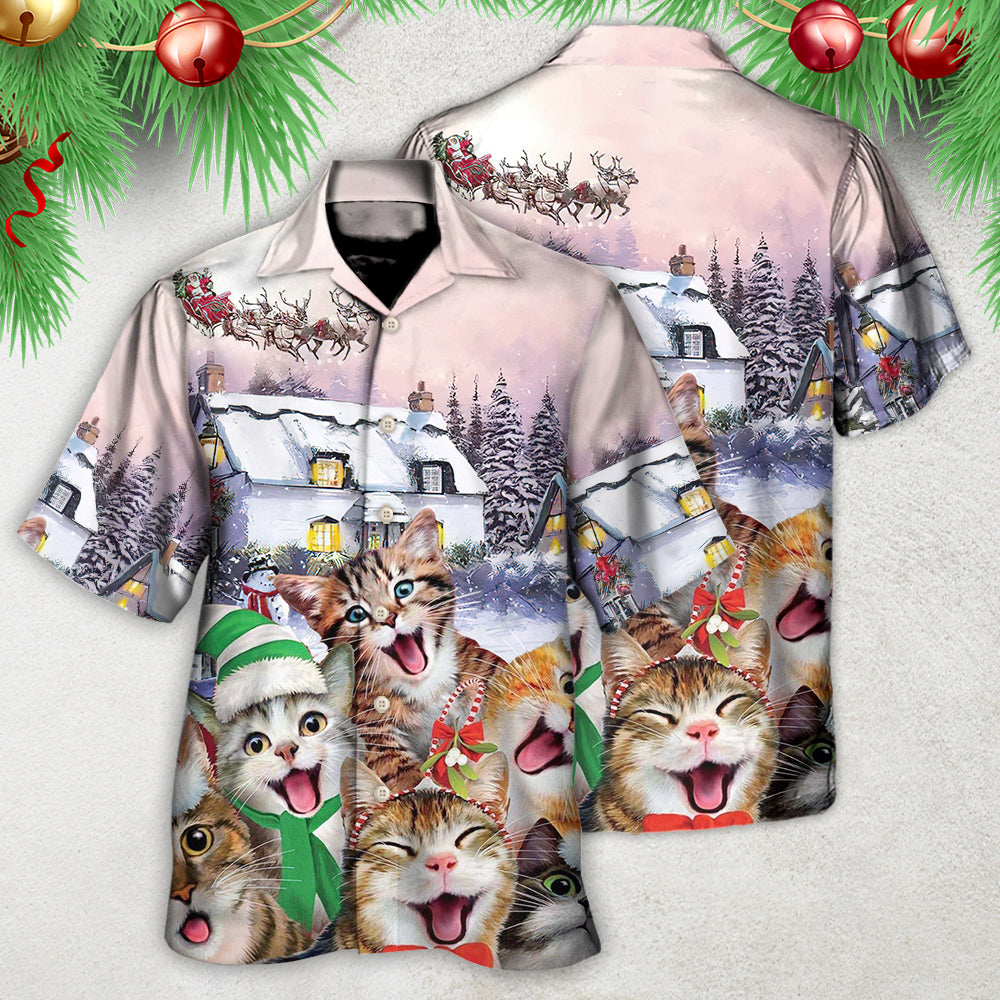 Cat Christmas Hawaiian Shirt For Coastal Adventures And Warm Weather Wear