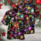 Neon Christmas Tree Gift Cookies Gingerbread Man Hawaiian Shirt For Vacation Days And Relaxed Coastal Outings