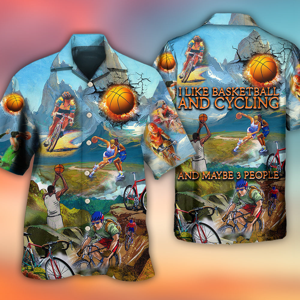 Watercolor Basketball Cycling Mountain Hawaiian Shirt For Vacation Days And Relaxed Coastal Outings