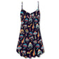 Hippie Mushroom Peace Love Life V-Neck Sleeveless Cami Dress For Festivals Travel And Relaxed Casual Summer Wear