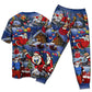 Flying Santa Christmas Short Sleeve Pajamas Set For Christmas Sleepwear And Family Lounging
