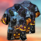 Halloween Dark Cat Hawaiian Shirt Summer Design Detail For Summer Travel