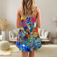 Octopus Lover Colorful Art V-Neck Sleeveless Cami Dress For Festivals Travel And Relaxed Casual Summer Wear
