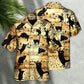 Black Vintage Cat Music Note Hawaiian Shirt Artwork Detail For Tropical Trips And Casual Outings