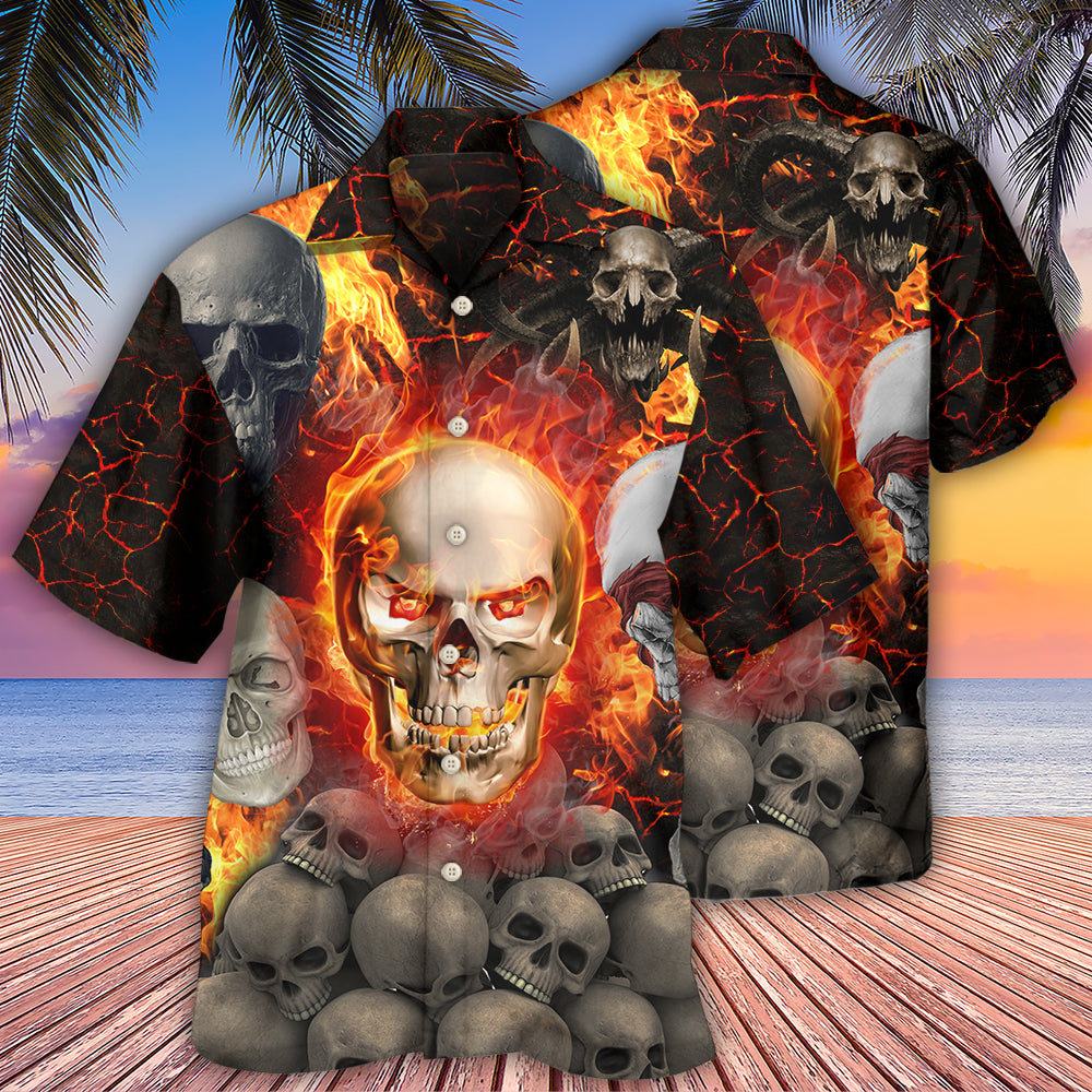 Skull Lava Fire Hawaiian Shirt Artwork View For Weekend Travel And Beach Style